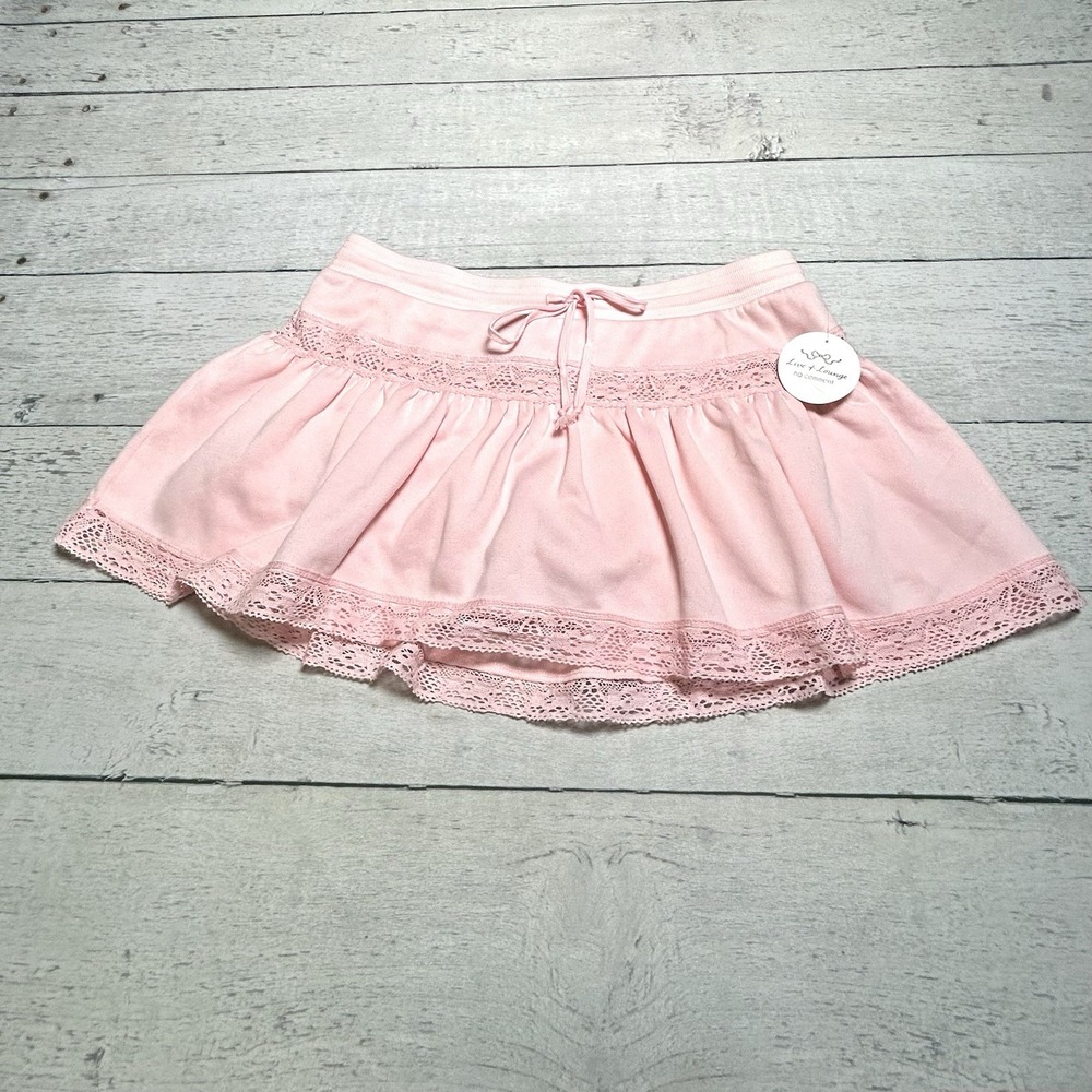No Comment Live + Lounge Pink Lace Trim Skort RK237863 Women XL
